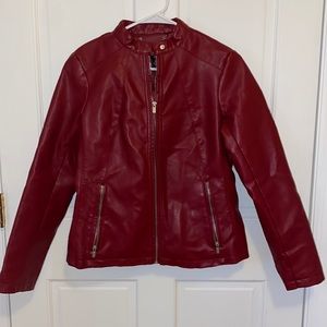 a.n.a. Maroon Red Leather Jacket, Size: PM